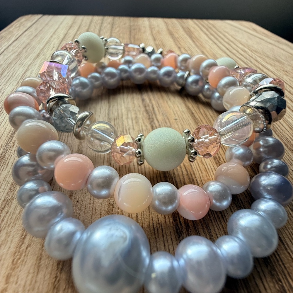 Chic Pastel Beaded Bracelet Set